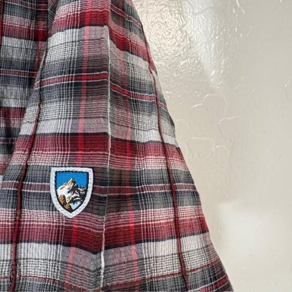 Kuhl Shirt Mens Medium Red Gray Plaid Short Sleeve Button Up Outdoor Casual - Picture 4 of 7